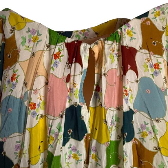 Alemais Everly Strapless Multicolor Quilt Print Whimsical Silk Maxi Gown Size 10 - Picture 10 of 14